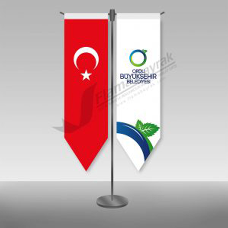 Ordu belediyesi 2 li T Tipi Masa Bayrağı