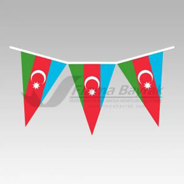 Azerbaycan İpe Dizili Bayrak