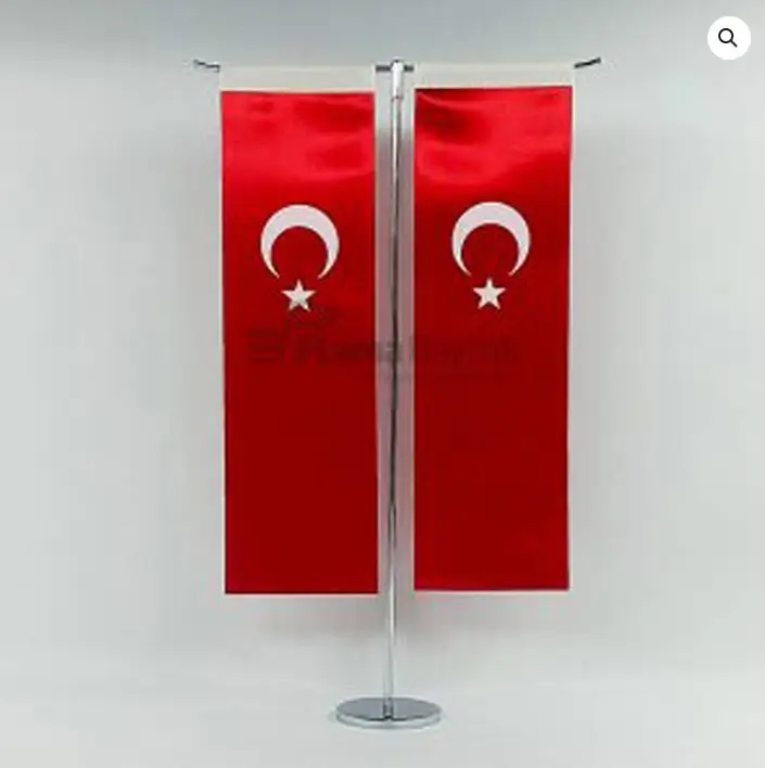 T Direkli Altı Düz Türk Masa Bayrağı