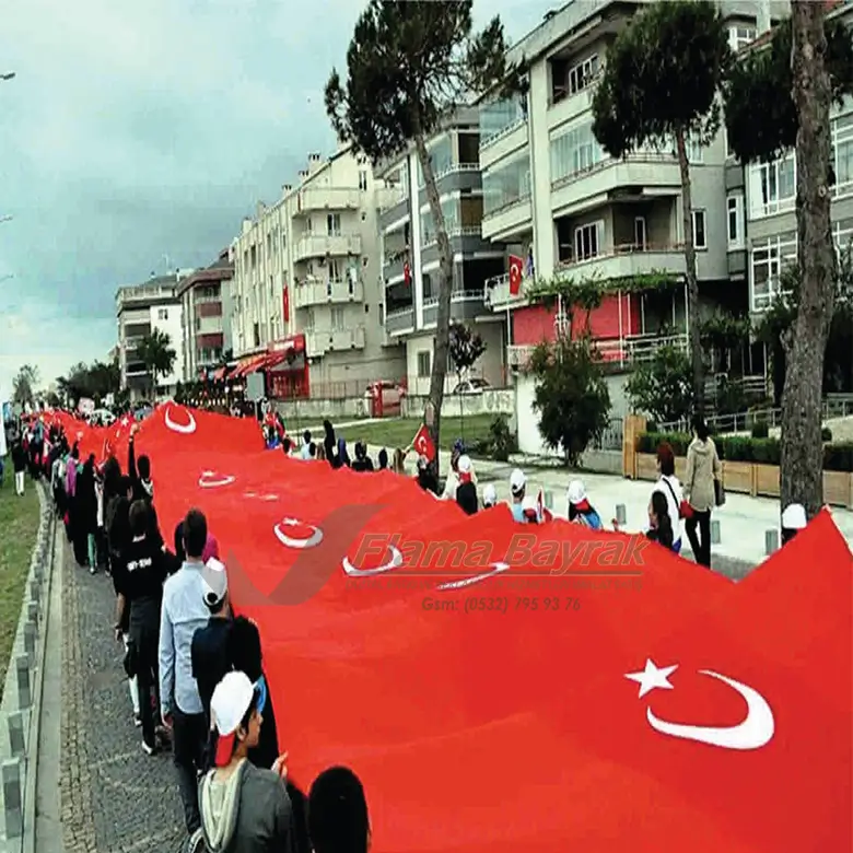 Kortej Türk Bayrağı Alpaka Kumaş Üretimi