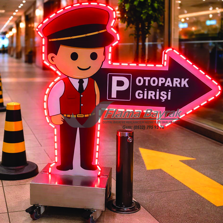 Otopark Yönlendirme Gece Led Işıklı Tabela